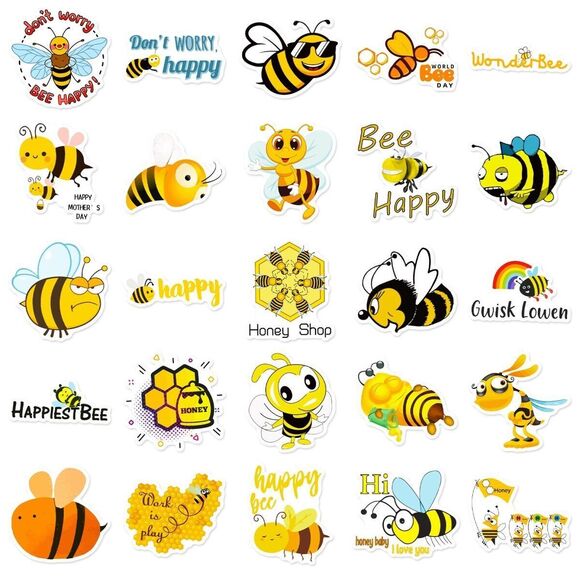 (50 pcs) Honey Bee Stickers Vinyl Stickers for Laptop Water Bottle Scrap… - Picture 2 of 8